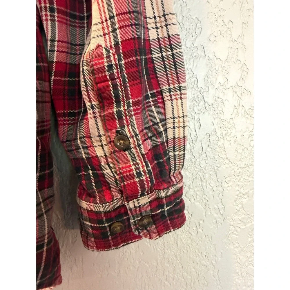 Carhartt Mens Relaxed Fit‎ Plaid Button Down Shirt Red White Black Long Sleeve L